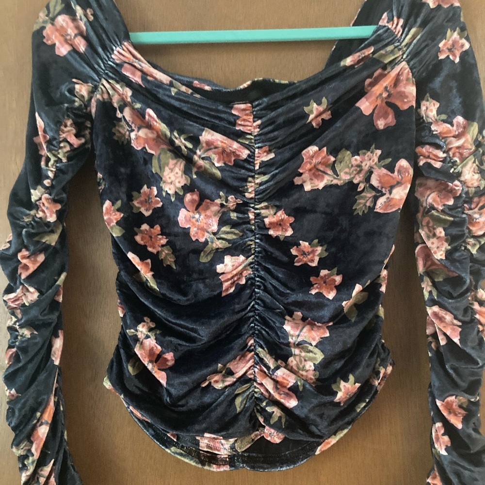 Free People velvet ruched top.  Small
